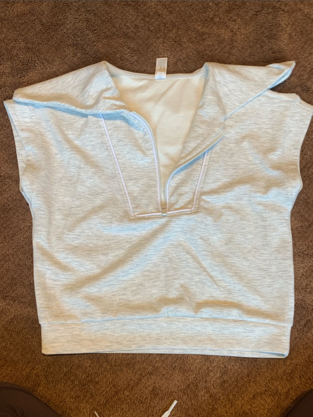 Yogalicious Light Gray Sleeveless Half-Zip Hoodie with matching jogging pants